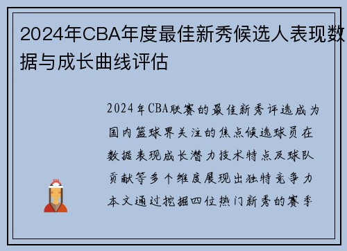 2024年CBA年度最佳新秀候选人表现数据与成长曲线评估